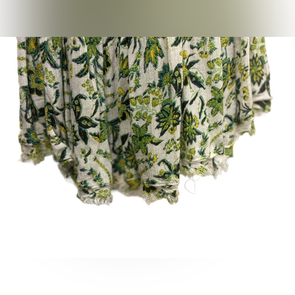 Free People Floral Tie-Front Mini Dress 🌿 Lace, bright green pattern, size M - Picture 7 of 9